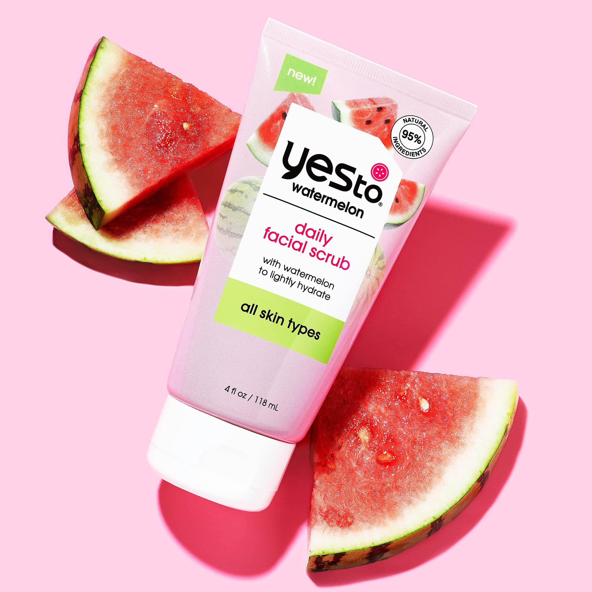 Yes To Watermelon I Daily Facial Scrub 4 Fl Oz I All Skin Types I Cleanse & Hydrate Skin I Vitamin C I Vegan I 98% Natural Ingredients